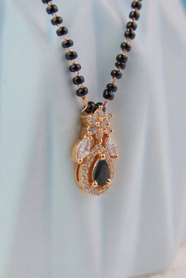 RADHETEXFAB American Diamond with white Crystal and Pearl for women Brass, Copper Mangalsutra