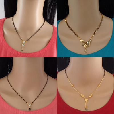 Dency Designer Brass Gold Plated Mangalsutra For Women and Girls Pack of 4 Brass Mangalsutra