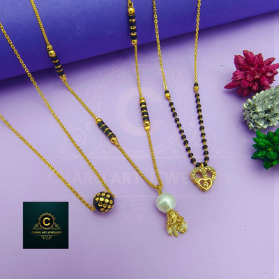 CHARLI ART JEWELLERY Gold Plated 3 pcs Combo Mangalsutra With Pendent Chain. Alloy Mangalsutra