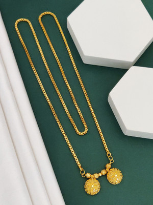 LA MESKEY maharashtrian Long Mangalsutra 1 gram gold plated Vati mangalsutra Brass, Alloy Mangalsutra