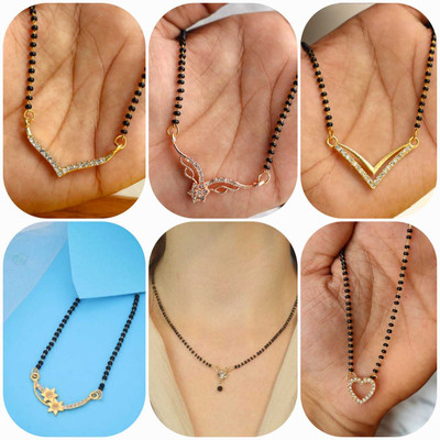 ELCETRATD JEWELLERY shimmering beautiful tanmaniya PACK OF 6 combo for women Alloy Mangalsutra