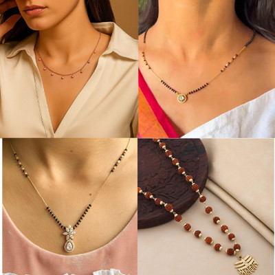 RADHETEXFAB Combo of 4 Stylish Mangalsutras for Women & Girls | Daily Wear Set Brass Mangalsutra