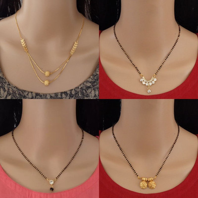 RAMDEV ART FASHION JEWELLERY Pack of 4 Alloy Gold Plated Mangalsutra For Women and Girls Alloy Mangalsutra
