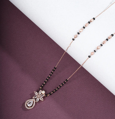 kiyamore American Diamond rose gold plated short mangalsutra for women Brass, Copper Mangalsutra