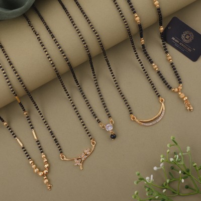 brado jewellery Pack of 5 Gold Plated Mangalsutra for Women Alloy Mangalsutra