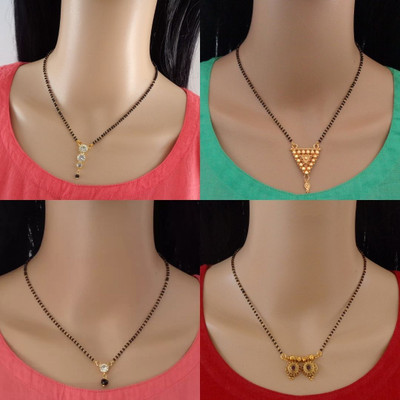 RAMDEV ART FASHION JEWELLERY Designer Alloy Gold Plated Mangalsutra For Women and Girls Pack of 4 Alloy Mangalsutra