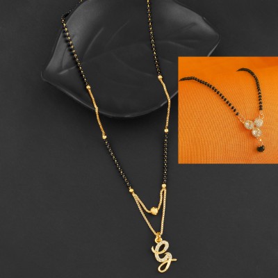 CLONEO G Letter name Pendant Alphabet Mangalsutra & Diamond Mangalsutra Combo Alloy Mangalsutra