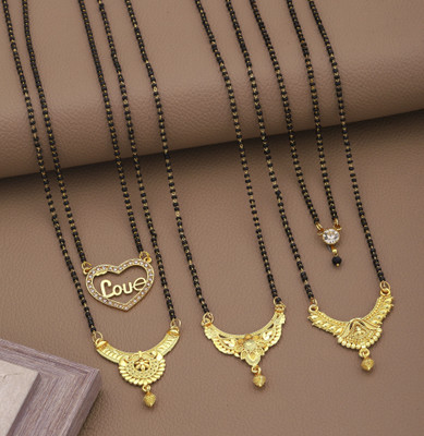 VEMISHTI American Diamond Short Mangalsutra For Women Brass, Crystal Mangalsutra
