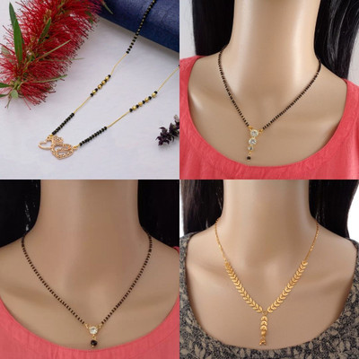 RAMDEV ART FASHION JEWELLERY Alloy Gold-plated Gold, Black Jewellery Set(Pack of 4)