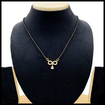 Temora American Dimaond Gold Plated Designer Short Mangalsutra Alloy Mangalsutra