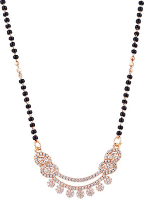 Nilu's Collection Nilu's Collection Rose Gold Plated Mangalsutra with Black Beads for Women Copper Mangalsutra