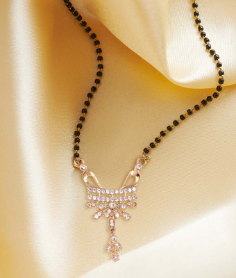 Miami Mangalsutra for women Simple Design Short Chain Ad golden magalsutra 1 gram gold Brass, Copper, Metal, Crystal, Stone Mangalsutra