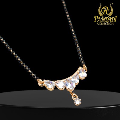 Pandadi Collection Fancy Latest Design Rose Gold Polish Daimond Mangalsutra Brass Mangalsutra