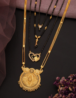 EthnicEmbrace EthnicEmbrace Gold-toned Butterfly Pendant with Black Bead Necklace mangalsutra Alloy Mangalsutra