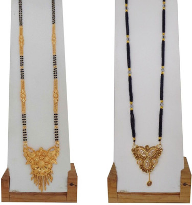 Dency Gold plated Mangalsutra Set Pack Of 2 For Wedding / Daily Use Brass Mangalsutra