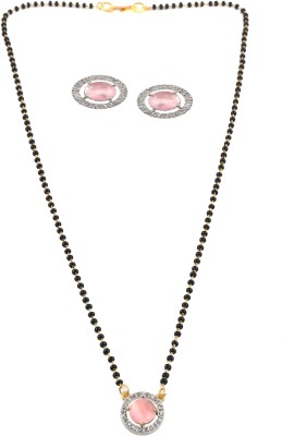 Pallavi Creation Brass Silver Pink, Silver, White, Black Jewellery Set(Pack of 1)