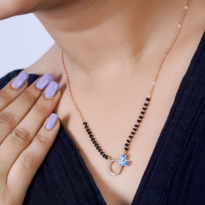 Orabella Orabella Alloy Gold Plated American Diamond Daily Wear Mangalsutra for Women | Alloy Mangalsutra