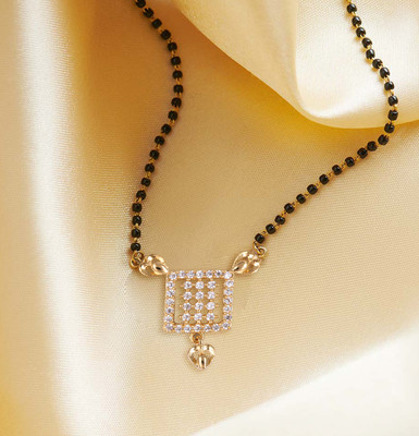 Miami Mangalsutra for women Simple Design Short Chain Ad golden magalsutra 1 gram gold Brass, Copper, Metal, Crystal, Stone Mangalsutra