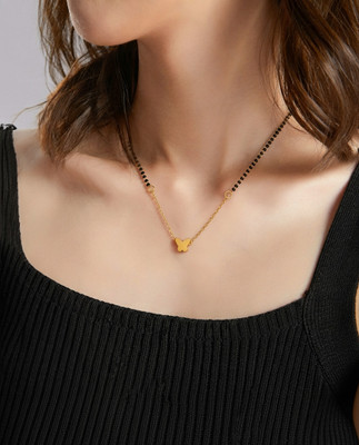Mahitex Modern Daily Wear Gold Butterfly Pendant Mangalsutra Alloy Mangalsutra