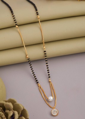 Zabby Allen New Fashion Pearl Diamond Gold Plated Mangalsutra For Women And Girls Alloy Mangalsutra