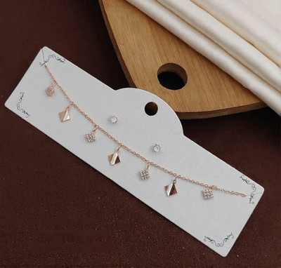 immitation Elegant Rose Gold Dainty Charm Anklet/Bracelet with Stud Earrings Set Silver Tanmaniya