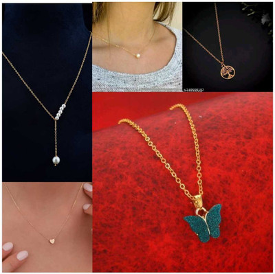 Jewel Knot White Pearl/Motti Fancy Chain Gold-plated Plated Alloy Necklace