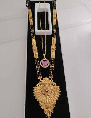 Rohit Fashion Modern Gold Plated Mangalsutra And Butterfly Pendant Set For Everyday Elegance Brass Mangalsutra