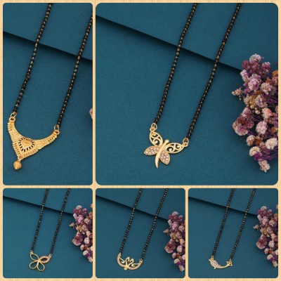 EthnicEmbrace Golden Butterfly Wings Brass Mangalsutra