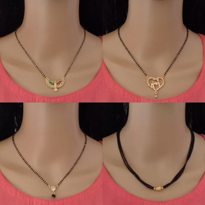 Dency Designer Alloy Gold Plated Mangalsutra For Women and Girls Pack of 4 Alloy Mangalsutra