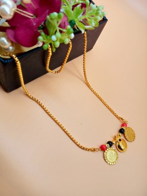 RANEM Handcrafted Beaded Necklace with Gold-Toned Pendant, GOLD CHAIN Metal Mangalsutra