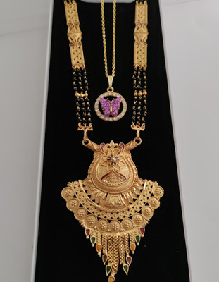 Rohit Fashion Traditional Gold Matte Plated Mangalsutra With Pendant Set For Women's Wear Brass Mangalsutra