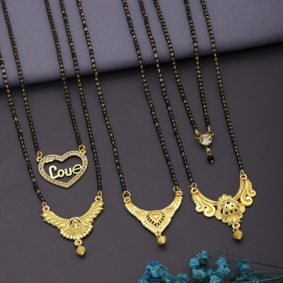 Vemesthi Gold Mangalsutra For women Stylish Brass Mangalsutra Brass, Crystal Mangalsutra