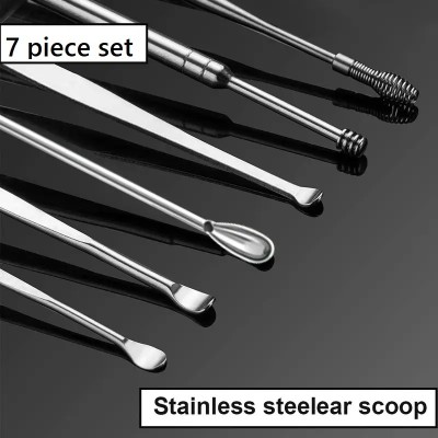 GULGLOW99 Ear Wax Cleaner Set, Ear Wax Remover Stainless Steel Tool Kit(5 g, Set of 7)