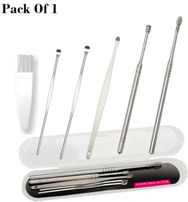 FlyTouch 6 Pcs Earwax Removal Kit,Professional Double-Headed Ear Pick Tools,Stainless(30 g, Set of 6)