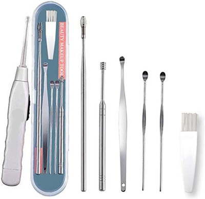 Kinematic Enterprise 6 in 1 Reusable Earwax Removal With LED Flash Light Ear Pick Cleaner(7 ml, Set of 7)