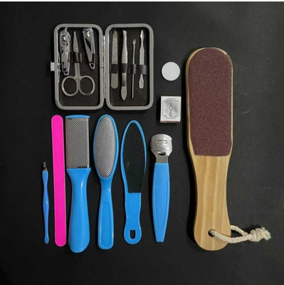 mkldsrh manicure pedicure complete combo set of 3 with wooden filer pack of 3(20 g, Set of 14)
