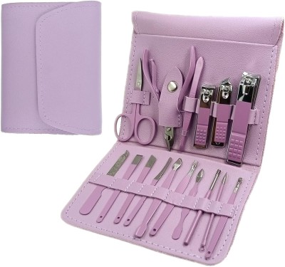 Zovilstore 16 in 1 Professional Stainless Steel Manicure Pedicure Kit with Leather Case(16 ml, Set of 16)