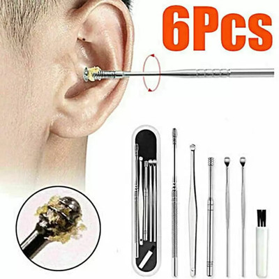 Humanix 6pcs/pack Stainless Steel Ear Wax Removal Tool Kit Ear Pick Set Cleaner(30 g, Set of 6)