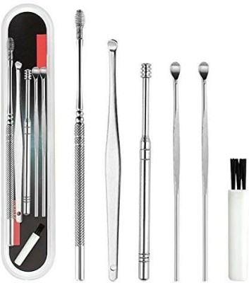 mapperz 6Pieces Stainless Steel Earwax Removal Kit/Ear Curette Safety Cleaner with Brush(0 ml, Set of 1)