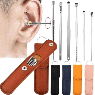 Kezona 6 Pcs Ear Pick Storage Box Earwax Removal Kit | Ear Cleansing Tool Set PACK-1(100 ml, Set of 6)