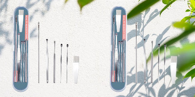 BZILO TWO PIECES Stainless Steel Ear Wax Remover Tool Kit with Box Wax Removal K_4(2 g, Set of 2)