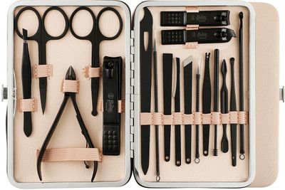Beaute Secrets Manicure Pedicure kit,18pcs Stainless Steel Nail Clippers Pedicure Set with Black Leather Storage Case(280 g, Set of 18)