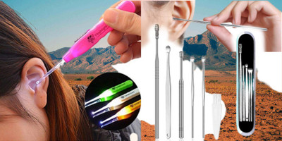 BZILO Ear wax Remover with LED Flashlight Earpick 2 pack + Ear Wax Cleaner Kit M_26(1 g, Set of 1)