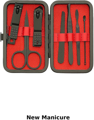 Hudabird Portable Manicure Kit with Modern Matte Black Tools(20 g, Set of 7)