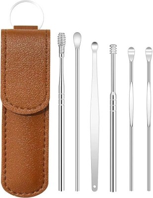 4tens 6 Pcs Ear Wax Cleaner Resuable Ear Cleaner Tool Set with Storage Leather Pouch(6 ml, Set of 6)