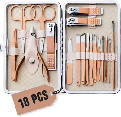 Waxiss 18 Pieces Stainless Steel Manicure Kit, Nail Cutter Set, Manicure Pedicure Kit(200 g, Set of 18)