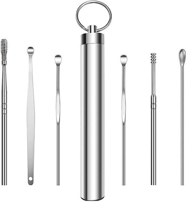 SCABIOSA 6 Pcs Ear Wax Cleaner Kit with Stainless Steel Storage Tube(6 ml, Set of 6)