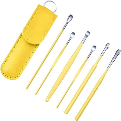 FROXY CARTS 6 in 1 Ear Wax Cleaner Reusable Ear Cleaning Tools Leather Pouch(60 g, Set of 6)