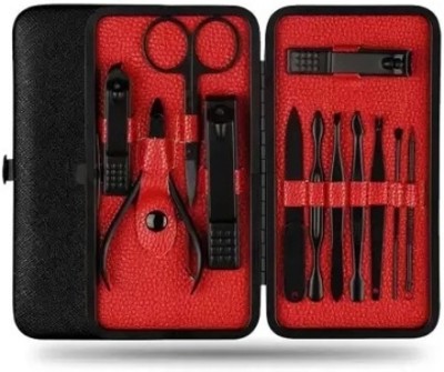 mapperz Manicure Kit/Stainless Steel Grooming Set With Leather Case(12 in 1)(200 g, Set of 12)