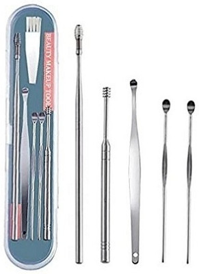 ADONYX Stainless Steel Effective Ear Wax Cleaner Kit with a Storage Box Set of 5(5 ml, Set of 1)
